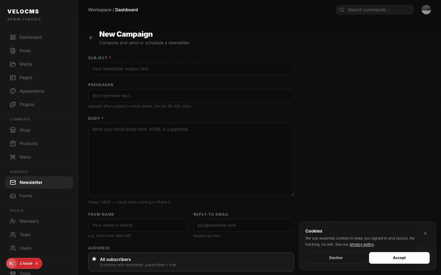 Newsletter v2 screenshot