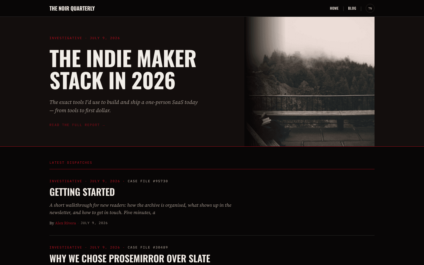 Editorial Noir theme preview