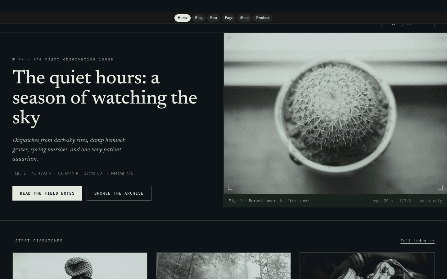 Field Notes theme preview