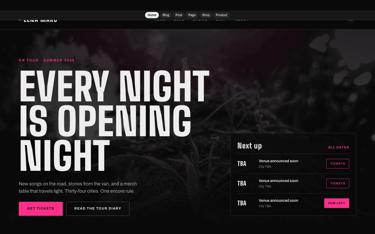 Marquee Nights theme preview