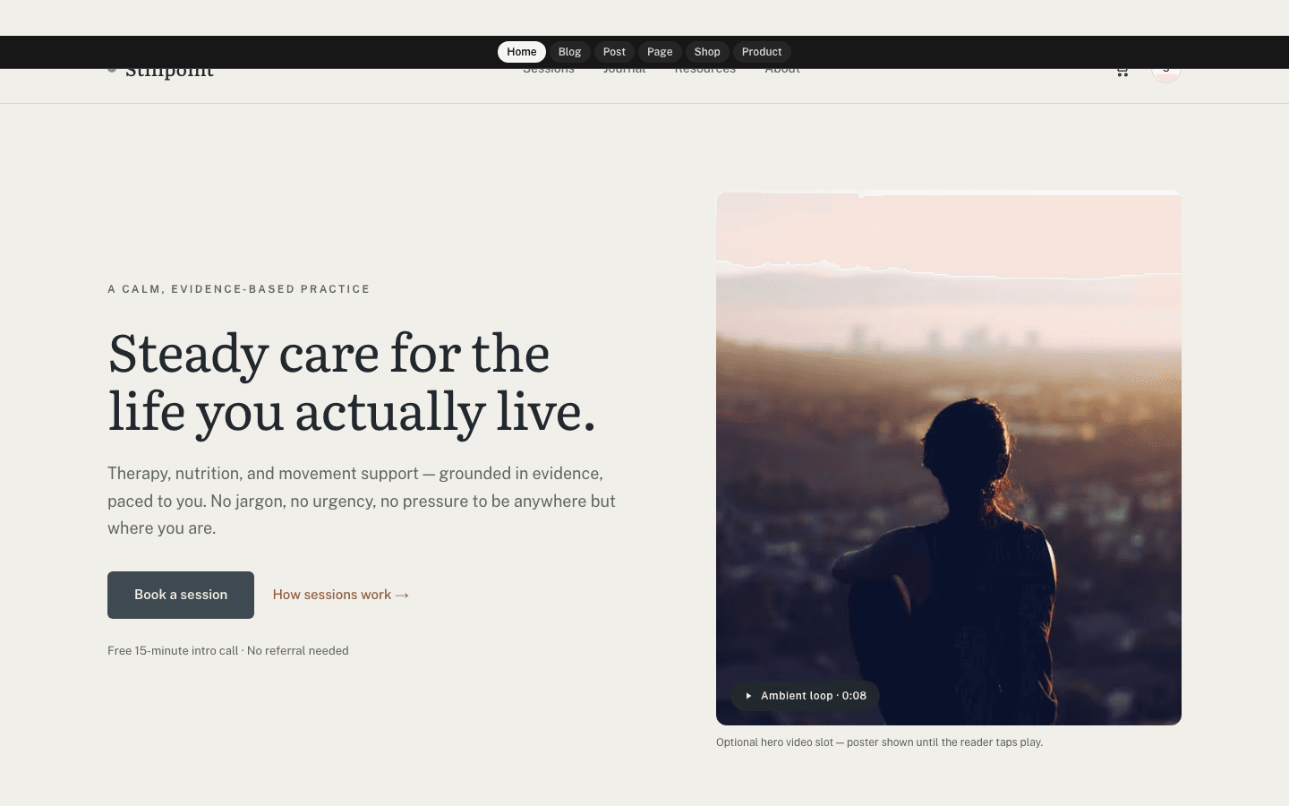 Stillpoint theme preview