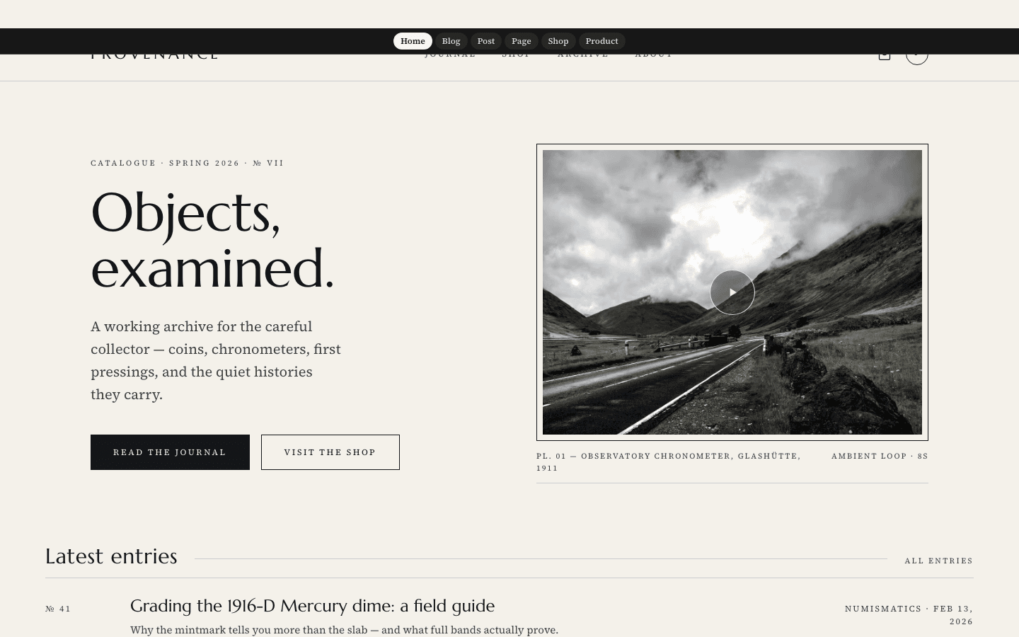 Vitrine theme preview